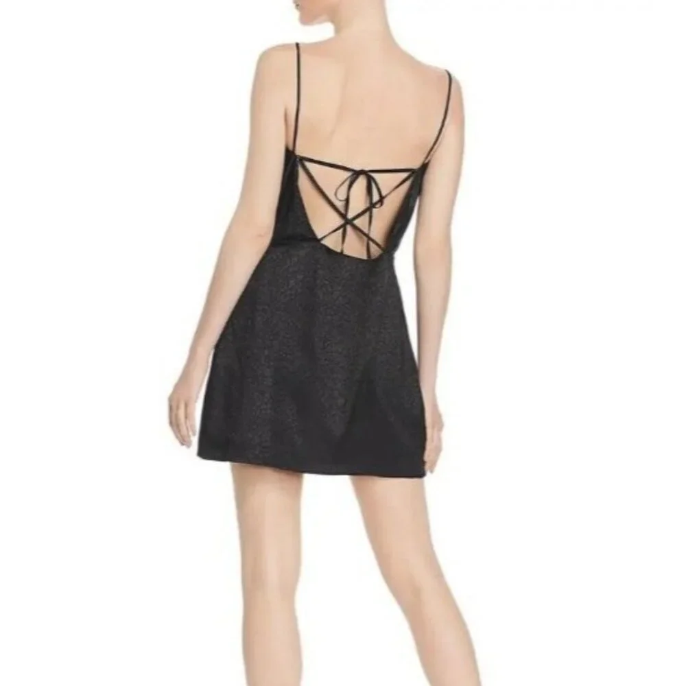 Kendall & Kylie Sleeveless Lace Up Back‎ Mini Dress Black Animal Print Size 0/2